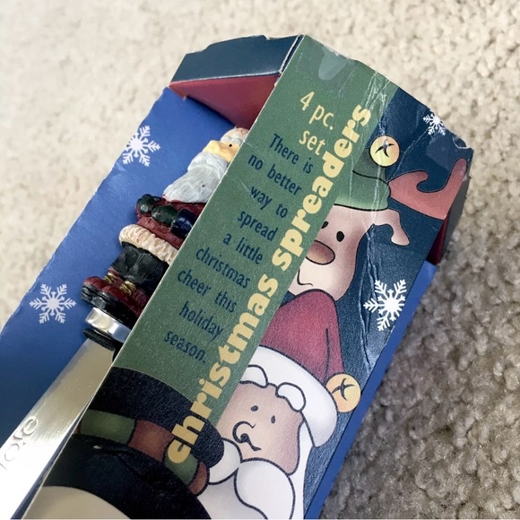 JOIE DE VIVRE Christmas Cheese Spreaders Knives 4 Pc Set Reindeer Santa Snowman - Picture 10 of 12